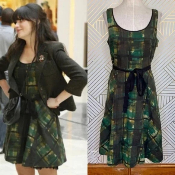 Anthropologie Maeve Painted Plaid Dress Size 4 (NEW GIRL) Zooey Deschanel (A) - Picture 8 of 8